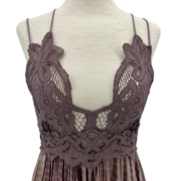 Free People FP One Womens XS Dress Adella Tie Dye Slip Plum Plunge Mini Boho - Picture 2 of 11
